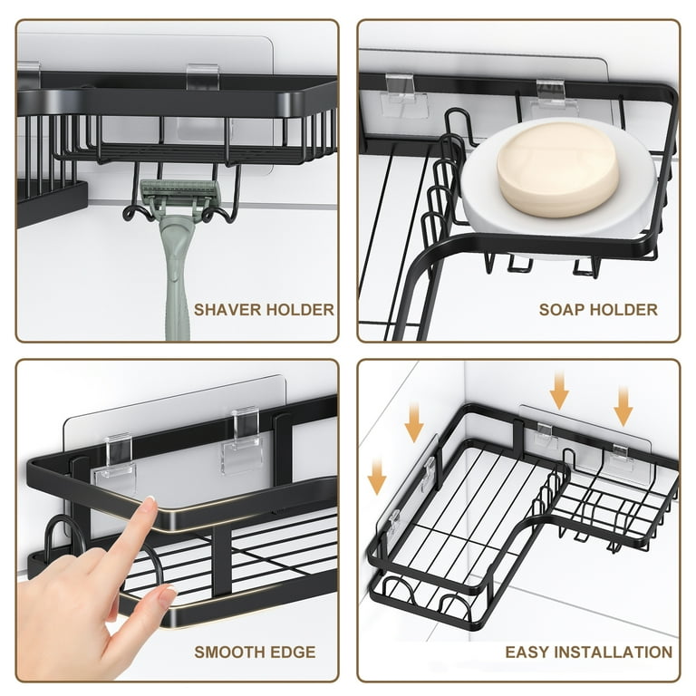 PHANCIR 5-Piece Corner Shower Caddy, Black Stainless Steel photo 3