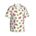 thumbnail image 2 of Balery Watermelon And Kiwi Print Men's Hawaiian Shirts Short Sleeve Beach Shirt Relaxed Fit Vacation Button Down Shirts-Small, 2 of 9