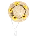 thumbnail image 3 of Pet Party Straw Hat, Adjustable Straps Exquisite Workmanship Pet Sombrero Hat  For Small And Medium Dogs/Cats Yellow Flowers S, 3 of 8