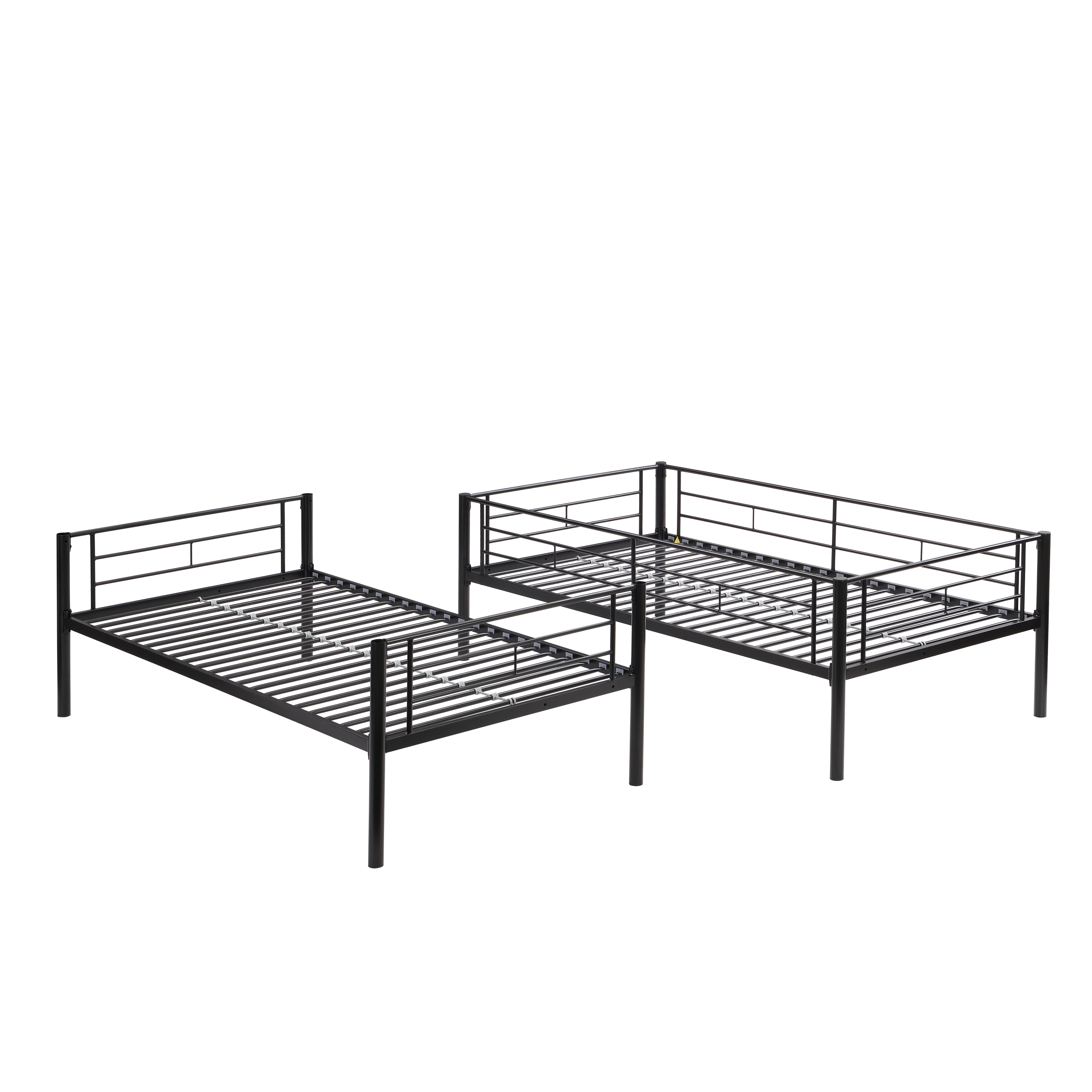 Twin Over Twin Metal Bunk Bed with Trundle Black