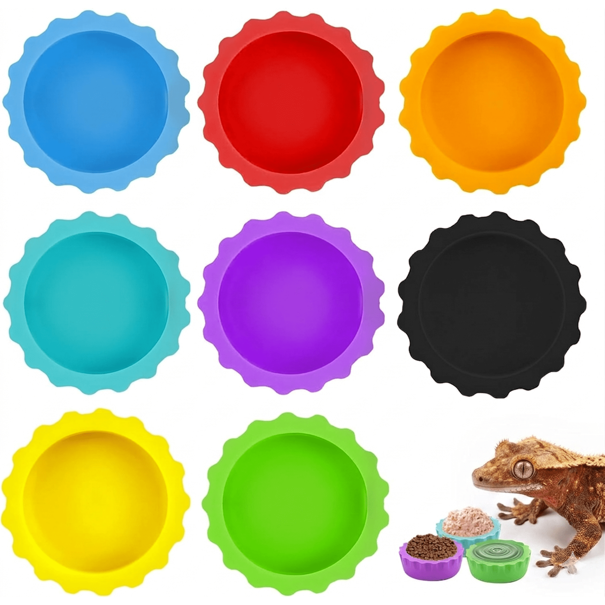 8Pack Crested Gecko Food and Water Bowl, Reusable Small Reptile Feeding Dish, Gecko Tank Accessories