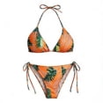 thumbnail image 5 of Sokhug Womens Floral Bikini Set Mesh Cover Up Tie Side Triangle Top Thong Bottom Three Piece Swimwear, 5 of 9