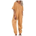 thumbnail image 1 of TrendOFT Combinaison Décontractée d'Été pour Femmes, Col en V, Manches Mi-Longues, Ample, Jaune S, 1 of 5