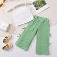 thumbnail image 4 of kpoplk Girls Outfit Sets Baby Clothes Toddler Summer Outfits Sleeveless Ruffle Halt Er Tops Wide Leg Pants Kids Clothing Set Girls Holiday Dresses Sets Size 6-7 Years,Green, 4 of 6