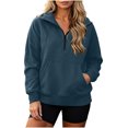 thumbnail image 6 of Sweatshirt for Women Plus Size Solid Color Hoodless Sports Sweatshirt Casual Loose Lapel Pocket Fall Fashion Sweatshirts 2026 Winter Clothes, 6 of 7