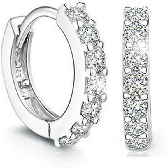 Clearance 925 Sterling Silver Hoop Earrings for Women | Small Zircon Inlay Hoops Stud Earring Fashion Jewelry Gift4 pair