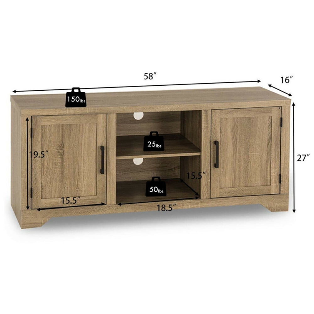 Finihen TV Stand, TV Cabinet, Rustic TV Stand Entertainment Center Storage Cabinet , Media Entertainment Center with Storage, for Living Room, Bedroom, Natural
