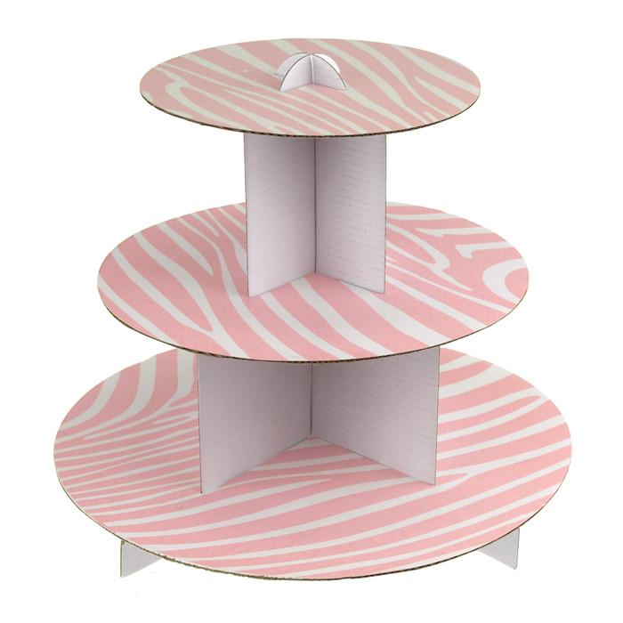 Zebra Cardboard Cupcakes Holder Stand, 3tier, 12Inch, Light Pink