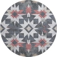thumbnail image 2 of Addison Rugs Mayfield Premium Machine Washable Transitional Aztec Charcoal Round Rug, 8' x 8', 2 of 6