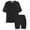 Black, variant on Girls Short Sets 2 Piece Outfits Summer Short Sleeve Soft T-Shirt Tops Lightweight Slim Shorts Matching Sets Comfy Sweatsuit (Hot Pink, 7-8 Years)
