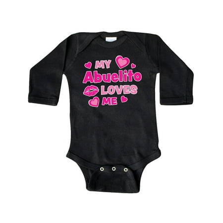 

Inktastic Valentine s Day My Abuelito Loves Me Hearts and Lips Gift Baby Boy or Baby Girl Long Sleeve Bodysuit