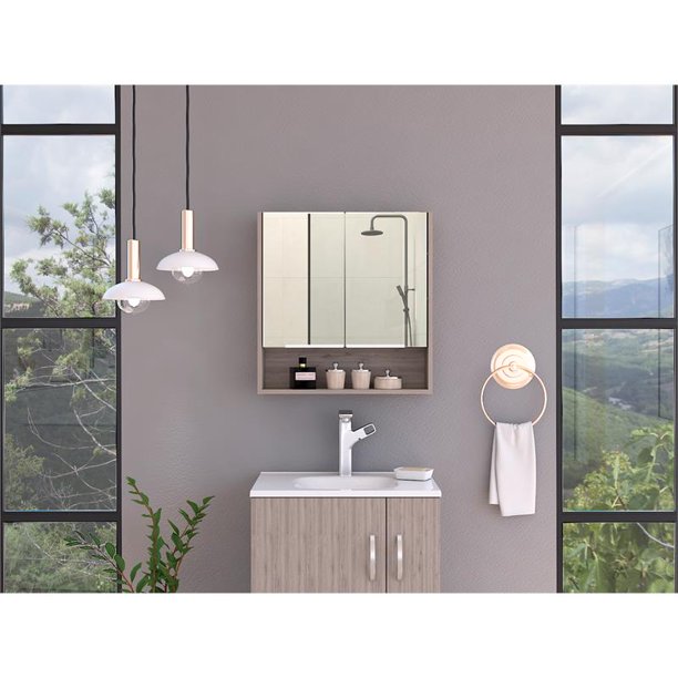 TUHOME Jaspe 24" Mirror Medicine In Light Gray