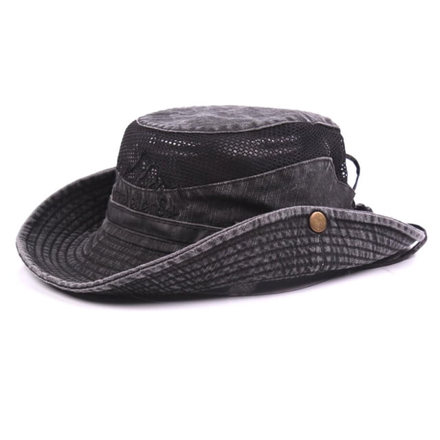 KeepSa Sombrero para el Sol para Hombres, Bordado de algodón, Verano, protección Solar al Aire Libre, Sombrero de Cubo de ala Ancha, Sombrero Plegable Safari Boonie