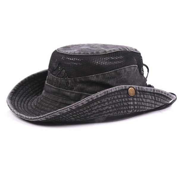 KeepSa Sombrero para el Sol para Hombres, Bordado de algodón, Verano, protección Solar al Aire Libre, Sombrero de Cubo de ala Ancha, Sombrero Plegable Safari Boonie