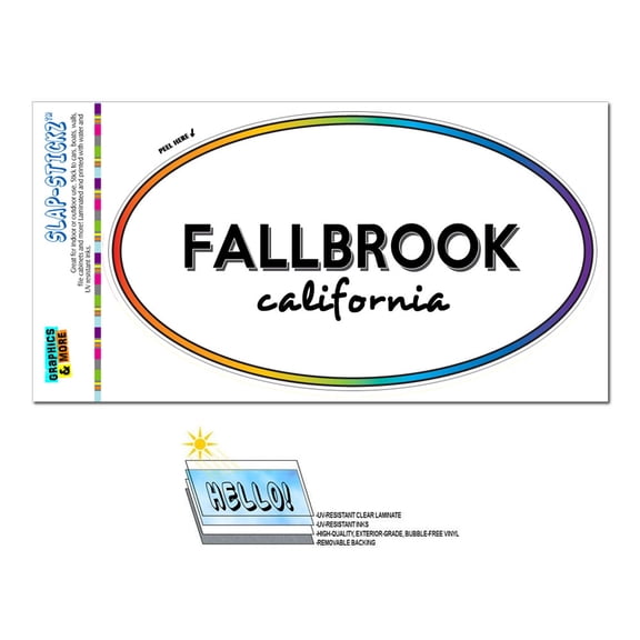 Fallbrook, CA - California - Rainbow - City State - Oval Laminated Sticker