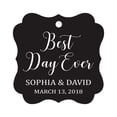 thumbnail image 1 of Darling Souvenir Personalized Fancy Frame Wedding Gift Tags 'Best Day Ever' Custom Name & Date Favor Hang Tags-Black-50 Tags, 1 of 1
