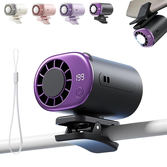 Car Clip on Air Conditioner Fan with LED Display,360° Rotation Wide Clamp Detachable,USB Rechargeable Portable Fan for Car Seat, Office, Home