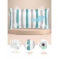 thumbnail image 2 of Turquoise Striped Pillow Cases Cal King Size, Smooth Satin Pillowcase for Hair and Skin, Geometric Vertical Grey Stripes White Decorative Cooling Bed Pillow Covers with Zipper, 20x40 Inches, 2 of 5