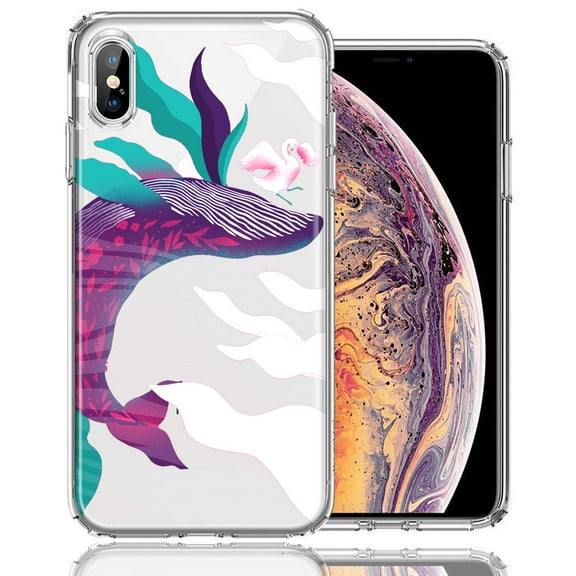 MUNDAZE For Apple iPhone XS Max Mystic Floral Whale Design Double Layer Phone Case Cover