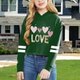 thumbnail image 2 of HNMKIU Hoodies for Teen Girls Long Sleeve Letters and Love Heart Print Short Cropped Pullover Girls Tops Z02_Dark Green,110, 2 of 3