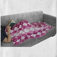thumbnail image 6 of Pink and White Soft Flannel Fleece Throw Blanket, Traditional Argyle Design with Rhombuses and Dashed Lines, Cozy Plush for Indoor and Outdoor Use, 60" x 80", Pink Pale Pink and White, by Ambesonne, 6 of 6