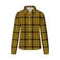 thumbnail image 5 of Aobny Soft Womens Shirts Yellow Formal V-Neck Button Down Long Sleeve Plaid Blouse Juniors Shirts Dressy, 5 of 5