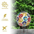 thumbnail image 6 of Sunnydaze Midsummer Dahlias 10" Mosaic Glass Outdoor Gazing Globe with Solar Light, 6 of 8