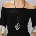 thumbnail image 3 of Collar de cadena larga negra con colgante de concha para mujer, joyería, cadenas de moda, cadena de moda (plateado) Sailing Electrónica, 3 of 4