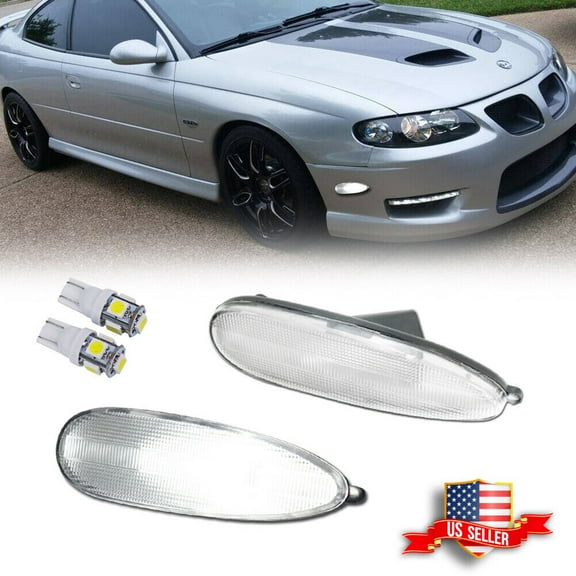 GTINTHEBOX For 2004 2005 2006 Pontiac GTO Clear White LED Front Bumper Side Marker Lights