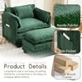 thumbnail image 6 of Modern Boucle Accent Chair with Ottoman Set, Comfy Armchair with Side Pocket, Plush Reading Chair for Bedroom, Living Room, Apartment, Small Spaces - Dark Green, 6 of 8