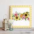 thumbnail image 4 of Pastoral Wildflowers Framed Canvas Wall Art, Sunflowers Dasiy Leaves Yellow Checkered Wall Art Painting for Living Room Bedroom Home Decor, 8”x8”, Office Artwork Print, 4 of 9