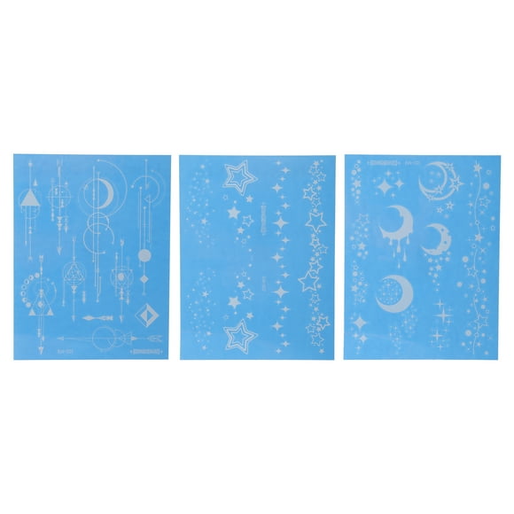 Unique Bargains Christmas 3 Pcs Luminous Fake Tattoos Moon Pattern Temporary Tatto for Adult Fluorescent Blue