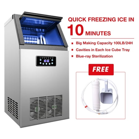 Built-in Portable Auto Commercial Ice Maker for Restaurant Bar 100lb/24H (Best Ice Machine For Bar)