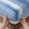 thumbnail image 3 of Full Size Fitted Sheet Set - Navy Blue Grey 3 Piece Bedding Sets 16" Deep Pocket Fitted Sheet with 2 Pillowcases Abstract Art Oil Painting Blue Ombre Brushed Microfiber Hotel Luxury Bed Sheets, 3 of 9