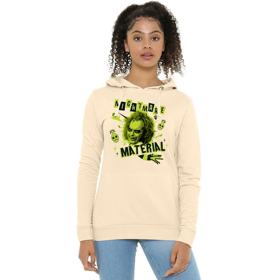 Beetlejuice Beetlejuice Nightmare Material Women's Pullover Hoodie, Stone, Small