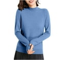 thumbnail image 4 of GigrtiJin Womens Round Neck Knitted Sweaters Casual Long Sleeves Solid Color Blouses Warm Comfy Sweaters Tops, 4 of 7