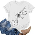 thumbnail image 1 of T-shirts d'Été pour Femmes à Col Rond, T-Shirt Imprimé Pissenlit, T-Shirt Décontracté à Manches Courtes, Hauts pour Femmes, Chemisiers, Chandail, 1 of 4