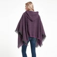 thumbnail image 3 of Chal con capucha a cuadros para mujer, manta, poncho, sudadera con capucha, chal con borlas, 3 of 5