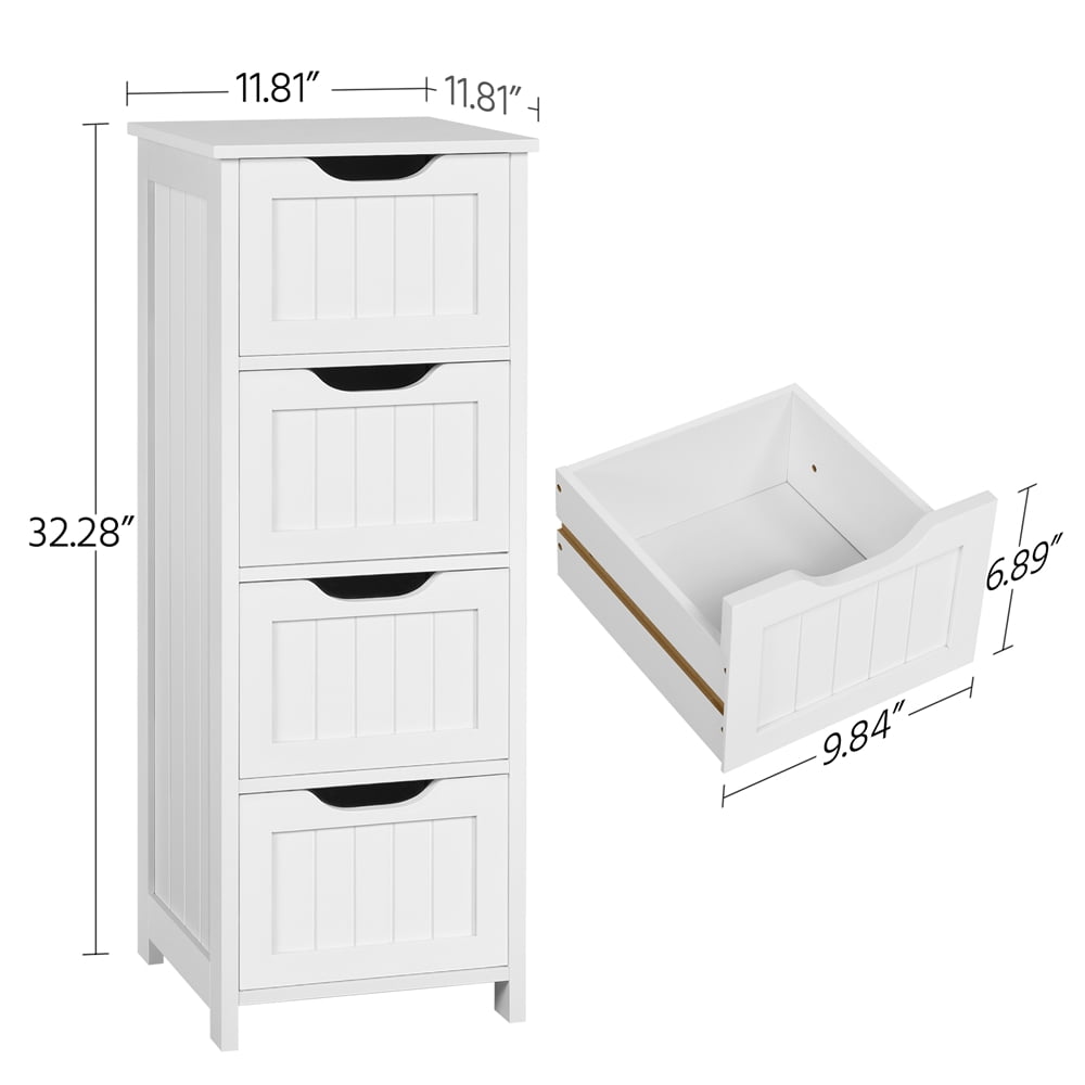 Easyfashion 4 Drawers & Cupboard Bathroom Storage Organizer Cabinet White, Size: 22 x 12 x 32.5(LxWxH)