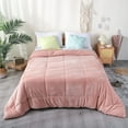thumbnail image 2 of DOMDEC Luxury Flannel Fleece Comforter with Plush Sherpa Back - Faux Fur Blanket, Winter Warmth, Rose Pink Queen Size 90x90 Inches, 2 of 8