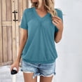 thumbnail image 5 of SUNBS Shirts for Women Short Sleeve V Neck Blouses Casual Loose Fit Pleated Tops Trendy Cute Fashion Clothes, 5 of 8