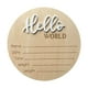 thumbnail image 1 of Letrero de recuerdo para bebé recién nacido, letrero de madera con texto "Hola Mundo" para decoración de guardería, baby shower. Blanco, 1 of 9
