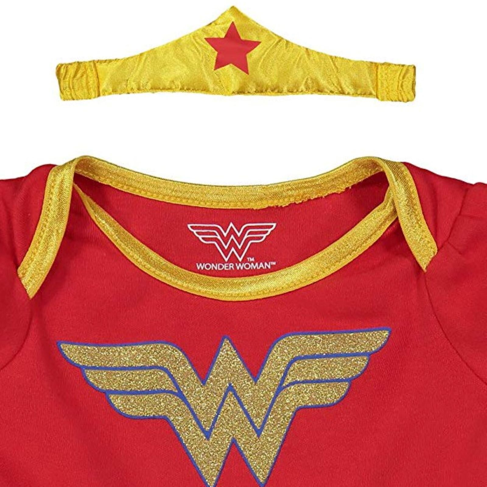 Costume Wonder Woman Per Bambina, Body Con Gonna In Tutù E Mantello Staccabile, 18 Mesi, Rosso