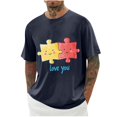thumbnail image 2 of Camisas de Manga Larga para Hombres Imprimir Casual Cuello Redondo Blusa de Manga Corta, Camisas de Lino para Hombres, 2 of 8