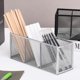 thumbnail image 4 of Portalápices, cesta de almacenamiento organizadora de bolígrafos de malla negra con 3 compartimentos, soportes para brochas de maquillaje, 22,5*9,5*8 cm, 4 of 5