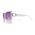thumbnail image 4 of Womens Exposed Half Rim Square Butterfly 90s Designer Sunglasses Clear White Purple, 4 of 4