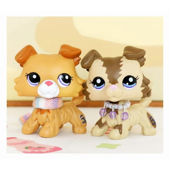 Little Pet lps Collie #2452 #2210 with Scarf Necklace for lps Collection Kids Gift Girl Play Figure Animal