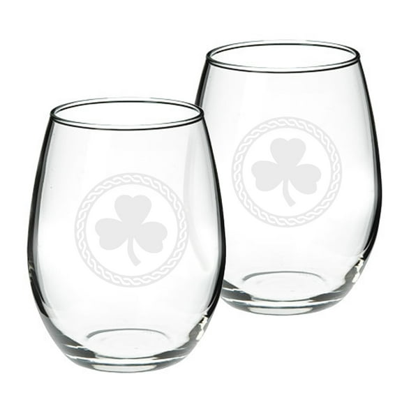 Shamrock Celtic Logo 21 oz Stemless Red Wine Glass - Set of 2
