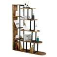thumbnail image 6 of Ktaxon 63"H Bookcase, 5-Tier L-Shaped Open Bookshelf Corner Ladder Shelf for Office, Bedroom, Living Room, Study Room, Vintage Brown, 6 of 7