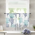 thumbnail image 3 of Teal Blue Grey Coral Coastal Semi Sheer Curtains 45 Inch Length 2 Panels Set,Summer Beach Seaside Nautical Sheer Kitchen Curtain Privacy Voile Window Curtain for Living Room Bedroom Rod Pocket Drapes, 3 of 7